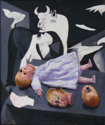 Und immer weder Guernica I, 2011, Mischtechnik auf Hartfaser, 100 x 80 cm