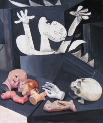 Und immer wieder Guernica III, 2011, Mischtechnik auf Hartfaser, 100 x 80 cm 