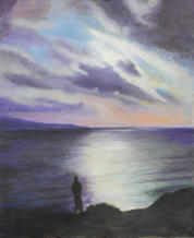 Abend am Meer, 2021, Mischtechnik auf Hartfaser, 90 x 70 cm